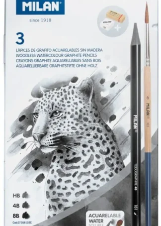 CAJA METALICA 3 LAPICES GRAFITO ACUARELABLE+AFILA+GOMA+PINC