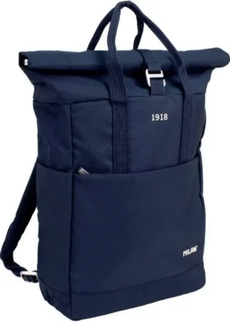 MOCHILA CON CIERRE SUPERIOR ENROLLABLE SERIE 1918 AZUL MAR.