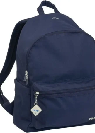 MOCHILA ESCOLAR DOBLE SERIE 1918 AZUL MARINO 20X34X26CM