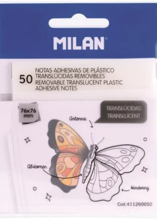 BLOC 50 NOTAS ADHESIVAS TRANSLUCIDAS 76X76CM TRANSPARENTES