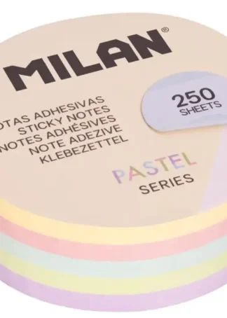 NOTAS ADHESIVAS 250H. CIRCULARES COLORES PASTEL 6,7CM DIAM.