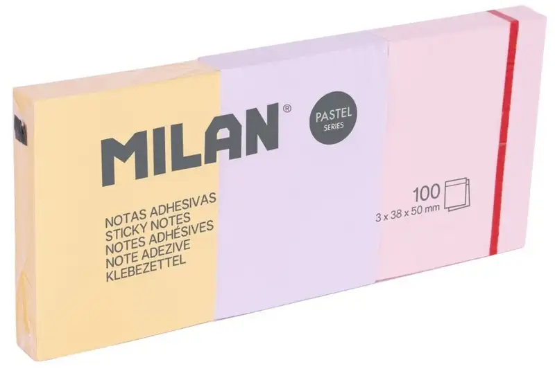 PACK 3 BLOC NOTAS ADHESIVAS 100H. 38X50MM COLORES PASTEL
