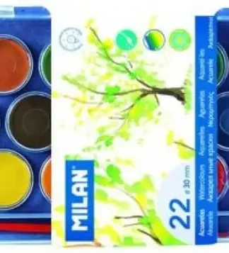 ESTUCHE PLASTICO 22 ACUARELAS MILAN COLORES SURTIDOS