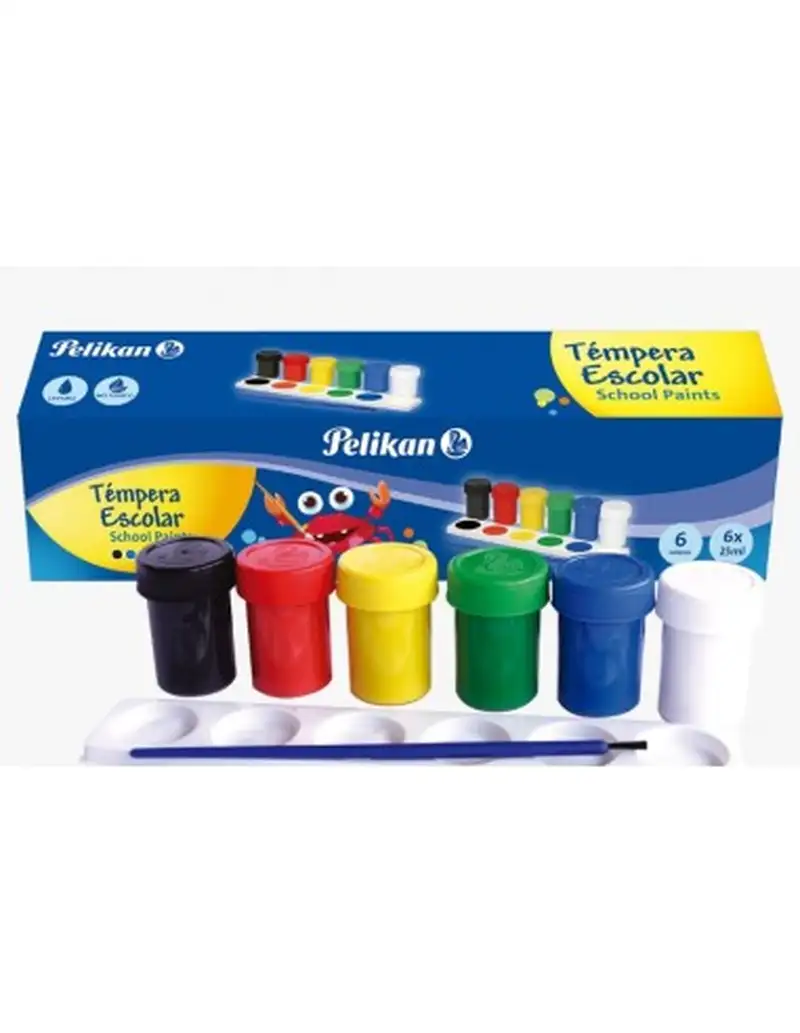 ESTUCHE 6 BOTES TEMPERA 40ML PELIKAN COLORES PRIMARIOS