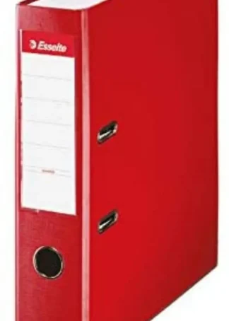 ARCHIVADOR PALANCA A4 75MM CARTON FORRADO PLASTICO ROJO