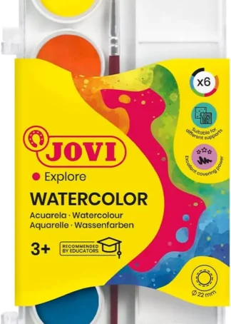 ESTUCHE PLASTICO 6 ACUARELAS JOVI COLORES SURTIDOS