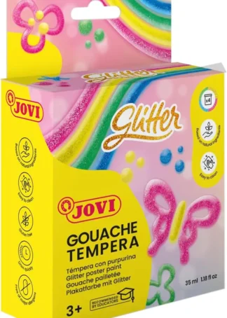 ESTUCHE 4 BOTES TEMPERA JOVI 35ML CON PURPURINA