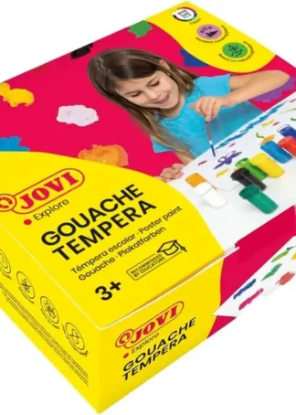 ESTUCHE 12 BOTES TEMPERA JOVI 15ML COLORES SURTIDOS + PINCE