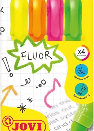 ESTUCHE 4 MARCADORES FLUORESCENTES CERA COLORES SURTIDOS