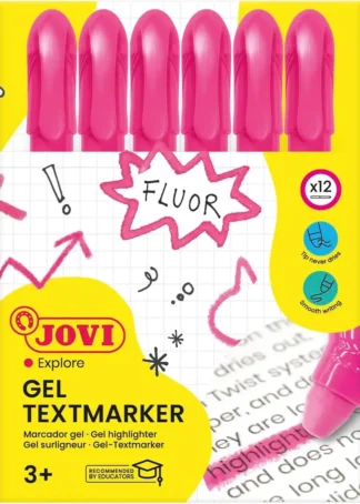 C/12 MARCADORES FLUORESCENTES CERA GEL ROSA