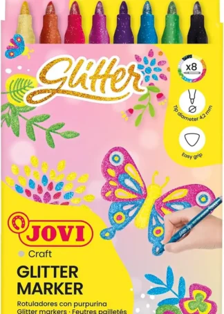 ESTUCHE 8 ROTULADORES GLITTER COLORES SURTIDOS JOVI