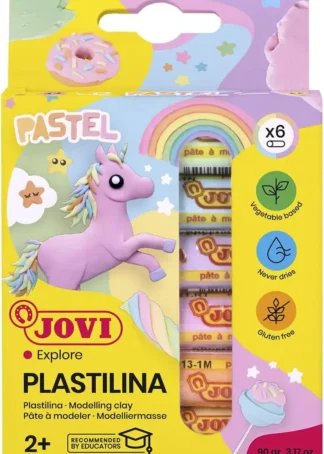 ESTUCHE 6 BARRAS PLASTILINA JOVI 15G. COLORES PASTEL SURTID