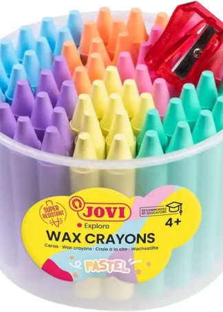 BOTE 60 CERAS JOVICOLOR COLORES PASTEL + 1 SACAPUNTAS