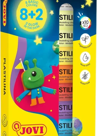 ESTUCHE 10 BARRAS PLASTILINA JOVI 15G. COL. FOSFORESCENTES