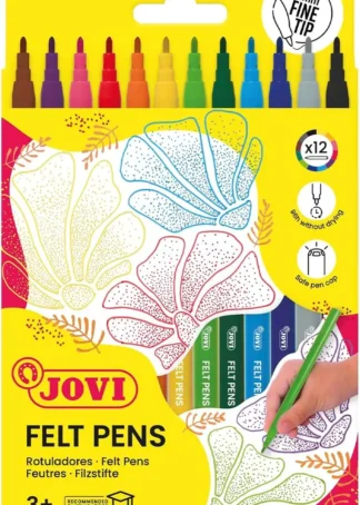 ESTUCHE 12 ROTULADORES JOVI TRAZO FINO FELT PENS