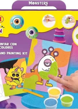 KIT PINTA CON ARENA DE COLORES MONSTRUOS DIVERTIDOS