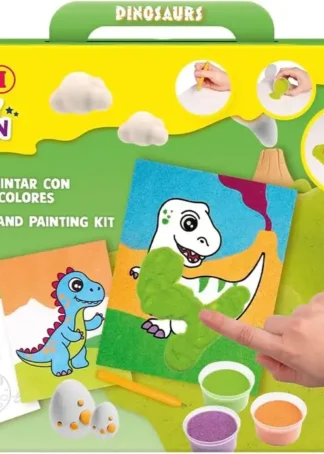 KIT PINTA CON ARENA DE COLORES DINOSAURIOS