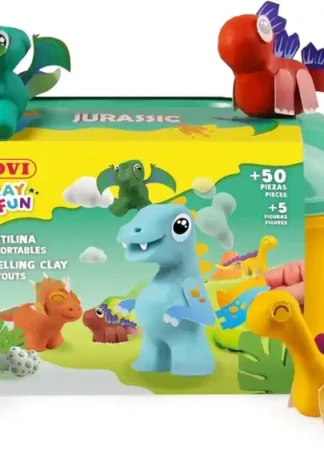 COFRE DE PLASTILINA JURASSIK CON COMPLEMENTOS Y RECORTABLES