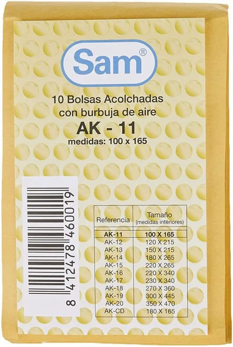 PAQ/10 BOLSA KRAFT ACOLCHADA AK-11 AUTOADHESIVA 110X165