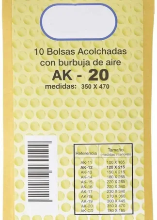 PAQ/10 BOLSA KRAFT ACOLCHADA AK-20 AUTOADHESIVA 350X470