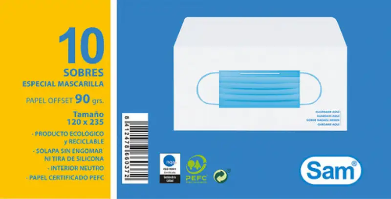 PAQ/10 SOBRES PARA MASCARILLAS
