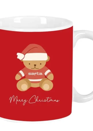 TAZA GRANDE OSITO ROJO FELICES FIESTAS 8X9,5X8CM