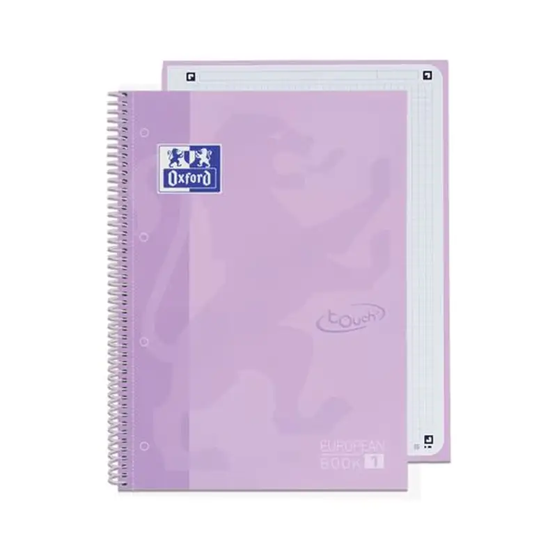 PAQ/5 BLOC A4+ 80H 90G. CUAD.5X5 LAVANDA PASTEL EBOOK1 TOUC