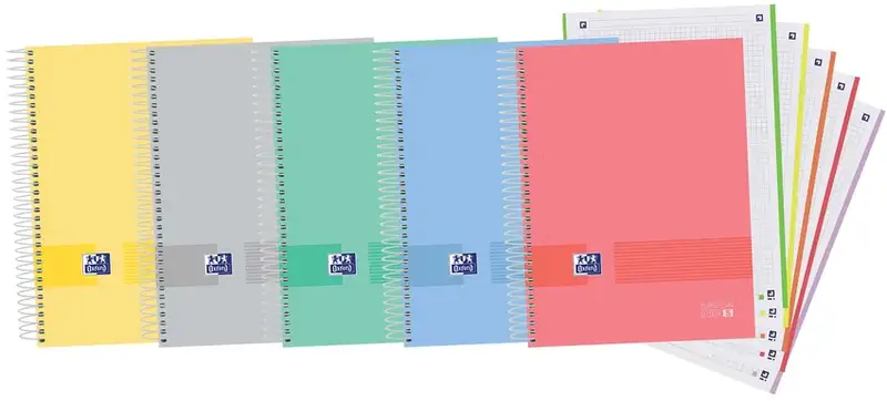 PAQ/5 BLOC A4+ 120H 90G CUAD.5X5 EBOOK5 OXFORD&YOU SURTIDOS