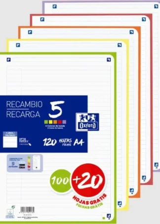 RECAMBIO 5 MULTICOLOR A4 100+20H 90G 4 T. 1HORIZONT VIVOS