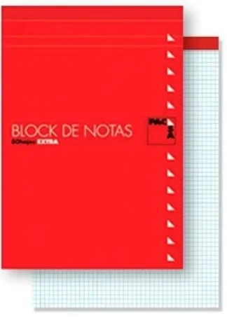 PAQ/10 BLOC NOTAS CON TAPA 8º 80H 60G CUAD.4X4 PACSA