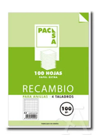 RECAMBIO A4 100H 4 TALADROS 100G CUAD.4X4 C/M PACSA
