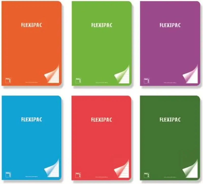 PAQ/6 LIBRETA A4 48H 90G PAUTA 2,5 C/M FLEXIPAC T.PLASTICO