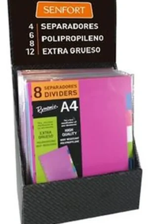EXP 24 SEPARADORES A4 EXTRA-FUERTE SURTIDO MULTITALADRO