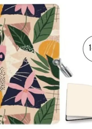 DIARIO CON CANDADO 14X19 CM FLORES BEIGE