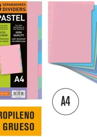 BOLSA SEPARADORES A4 EXTRA-FUERTE 8 PESTAÑAS PASTEL MULTITA