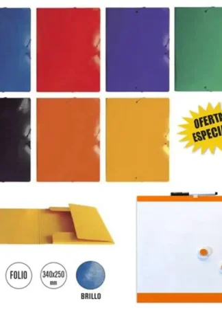 PACK/10 CARPETA GOMAS Y SOLAPAS Fº + PIZARRA REGALO