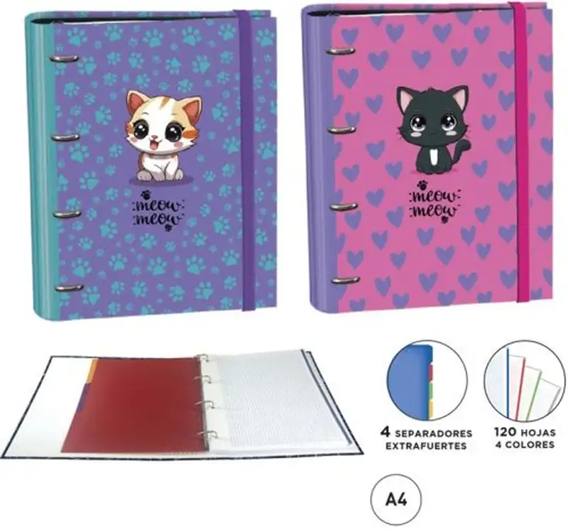 CAJA 2 CARPEBLOCKS A4 120H 4 SEPARADORES CATS SURTIDAS