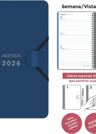 AGENDA ESPIRAL 2026 9X14 SV PP AZUL OSCURO