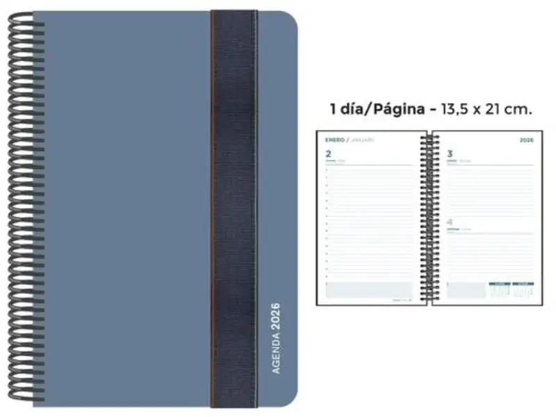 AGENDA ANUAL ESPIRAL 2026 PP DP AZUL PLOMO 4º