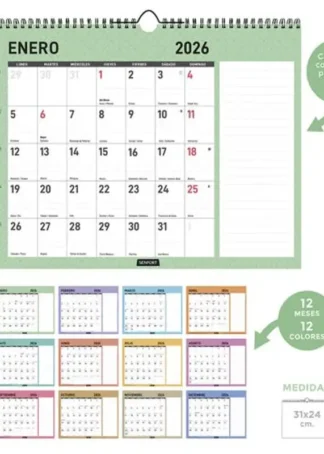 CALENDARIO PARED 2026 DIAMANTE HORIZONTAL 31X24 CM