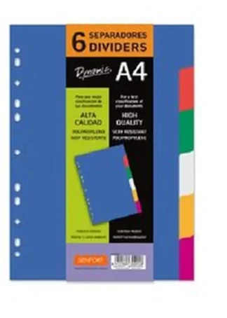 BOLSA SEPARADORES A4 EXTRA-FUERTE 6 PESTAÑAS MULTITALADRO