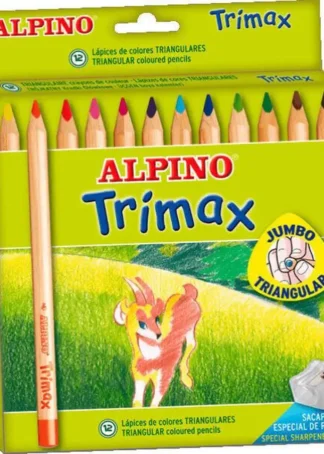 ESTUCHE 12 LAPICES COLORES ALPINO TRIMAX JUMBO
