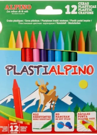 ESTUCHE 12 CERAS PLASTIALPINO DURAS SURTIDAS