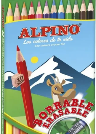 ESTUCHE 12 LAPICES COLORES HEXAGONAL BORRABLE ALPINO