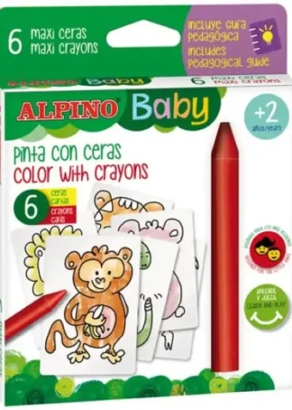 ESTUCHE 6 CERAS Y LAMINAS ALPINO BEBE