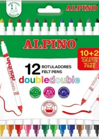 ESTUCHE 10+2 ROTULADORES DOBLE PUNTA FINA/GRUESA ALPINO