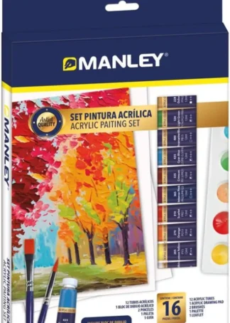 SET 16 PIEZAS PINTURA ACRILICA MANLEY