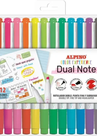 ESTUCHE 12 ROTULADORES DOBLE PUNTA DUAL NOTE FINA Y BISELAD