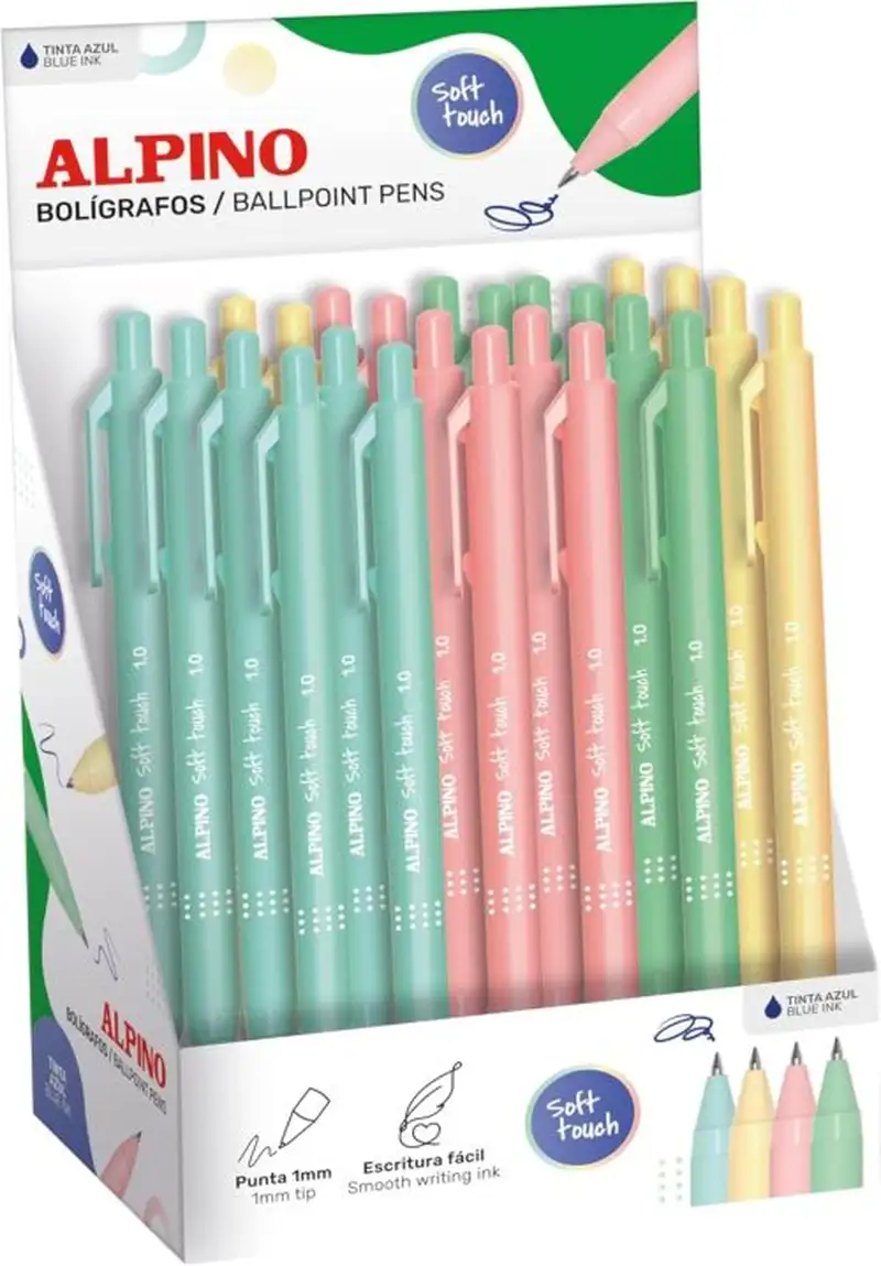EXP 24 BOLIGRAFO ALPINO SOFT TOUCH PASTEL PUNTA 1,0MM
