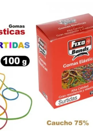 CAJA 100G GOMAS ELASTICAS COLORES Y TAMAÑOS SURTIDOS